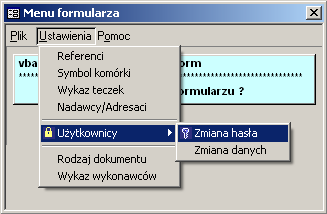 Własne menu w formularzu
